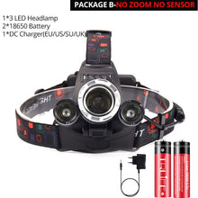 Load image into Gallery viewer, 70000Lumens LED Headlight headlamp 5 LED T6 Head Lamp Power Flashlight Torch head light 18650 battery Best For Camping, fishing