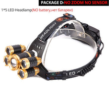Load image into Gallery viewer, 70000Lumens LED Headlight headlamp 5 LED T6 Head Lamp Power Flashlight Torch head light 18650 battery Best For Camping, fishing