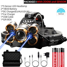 Load image into Gallery viewer, 70000Lumens LED Headlight headlamp 5 LED T6 Head Lamp Power Flashlight Torch head light 18650 battery Best For Camping, fishing