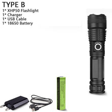 Load image into Gallery viewer, 120000 lumens XHP70.2 most powerful led flashlight usb Zoom Tactical torch xhp50 18650 or 26650 Rechargeable battery hand light