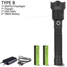 Load image into Gallery viewer, 120000 lumens XHP70.2 most powerful led flashlight usb Zoom Tactical torch xhp50 18650 or 26650 Rechargeable battery hand light