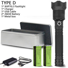 Load image into Gallery viewer, 120000 lumens XHP70.2 most powerful led flashlight usb Zoom Tactical torch xhp50 18650 or 26650 Rechargeable battery hand light