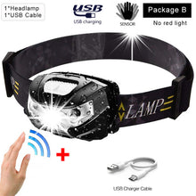 Load image into Gallery viewer, 10000Lm Powerfull Headlamp Rechargeable LED Headlight Body Motion Sensor Head Flashlight Camping Torch Light Lamp With USB