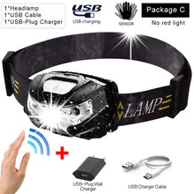 Load image into Gallery viewer, 10000Lm Powerfull Headlamp Rechargeable LED Headlight Body Motion Sensor Head Flashlight Camping Torch Light Lamp With USB