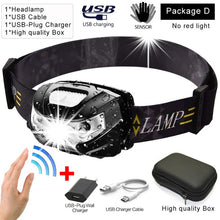 Load image into Gallery viewer, 10000Lm Powerfull Headlamp Rechargeable LED Headlight Body Motion Sensor Head Flashlight Camping Torch Light Lamp With USB