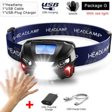 Load image into Gallery viewer, 10000Lm Powerfull Headlamp Rechargeable LED Headlight Body Motion Sensor Head Flashlight Camping Torch Light Lamp With USB