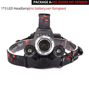 70000Lumens LED Headlight headlamp 5 LED T6 Head Lamp Power Flashlight Torch head light 18650 battery Best For Camping, fishing