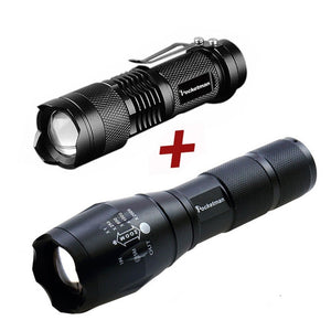 Drop Shipper Promotion Set! LED Flashlight T6 Tactical flashlight + Q5 Mini Torch Lanterna Zoomable Waterproof Flashlight Bike