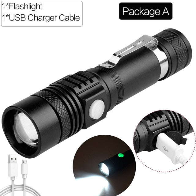 12000LM Super Bright Led flashlight USB linterna led torch T6/L2/V6 Power Tips Zoomable Bicycle Light 18650 Rechargeable